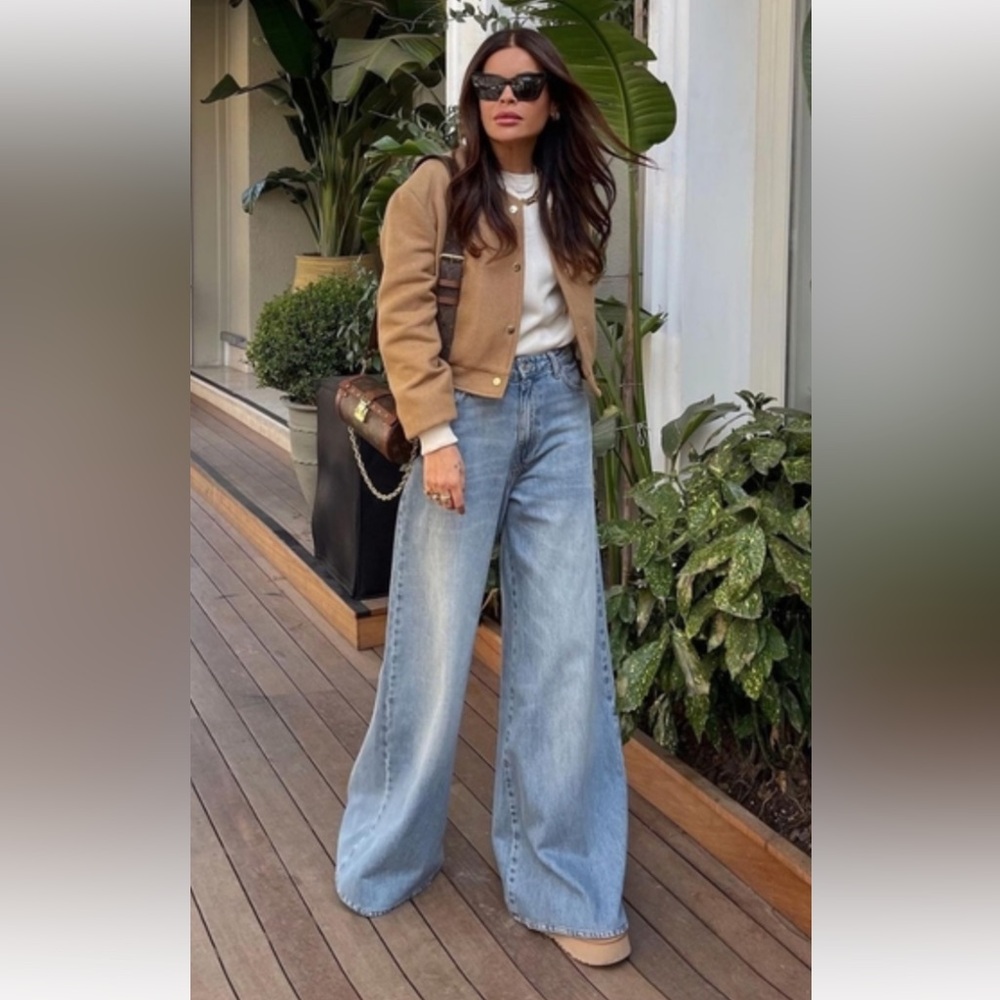Zara Mid Rise Palazzo Jeans